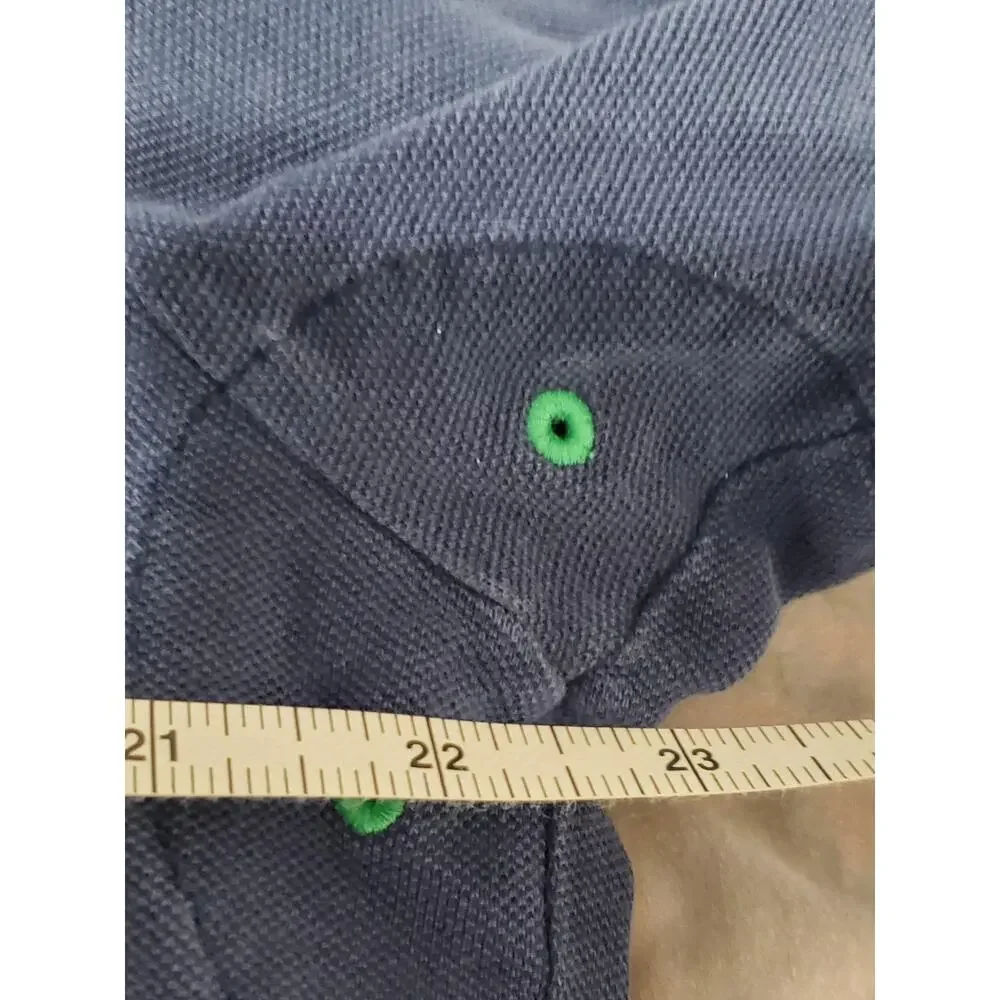 Polo Ralph Lauren Mens Large Blue Short Sleeve Polo Shirt Green Logo Cotton